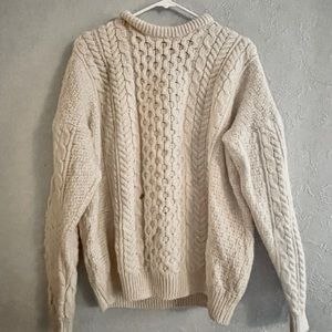 Fisherman Knit Ivory Unisex Sweater